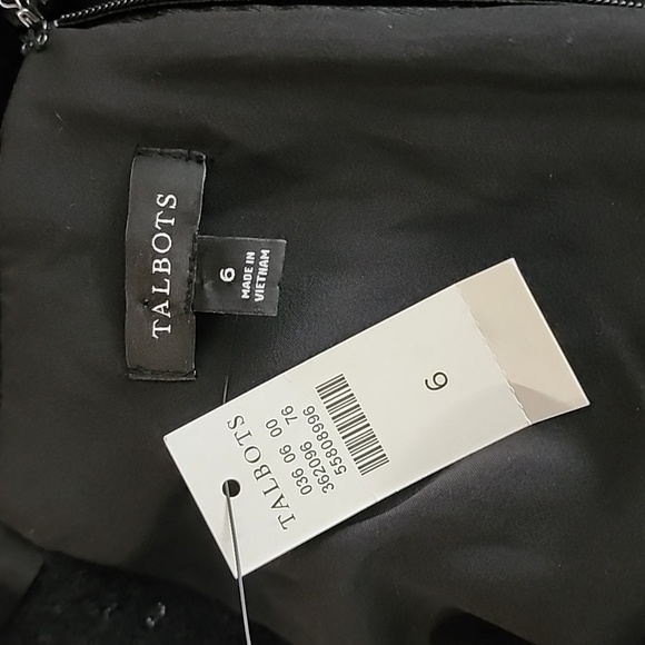 NWT Talbots Sequin Sleeve Black Velvet Fit n Flare Dress Size 6 - Picture 14 of 16